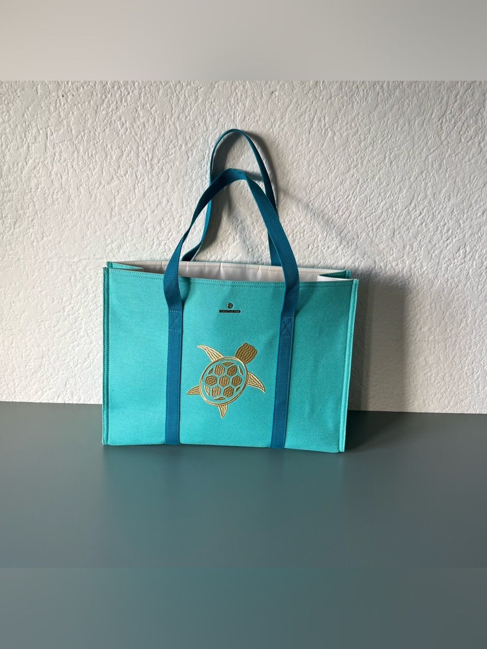 Spartina 449 Carry All Tote Turquoise Blue Turtle